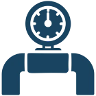 Plumbing gauge symbol on black background