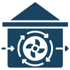 Airflow and ventilation diagram in blue