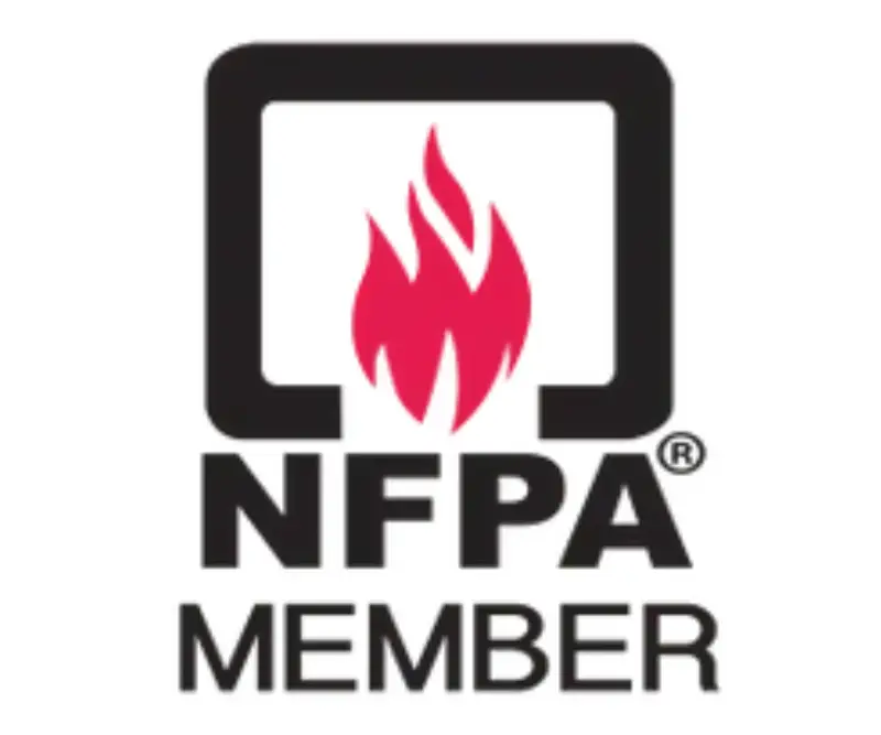 NFPA emblem featuring a stylized flame