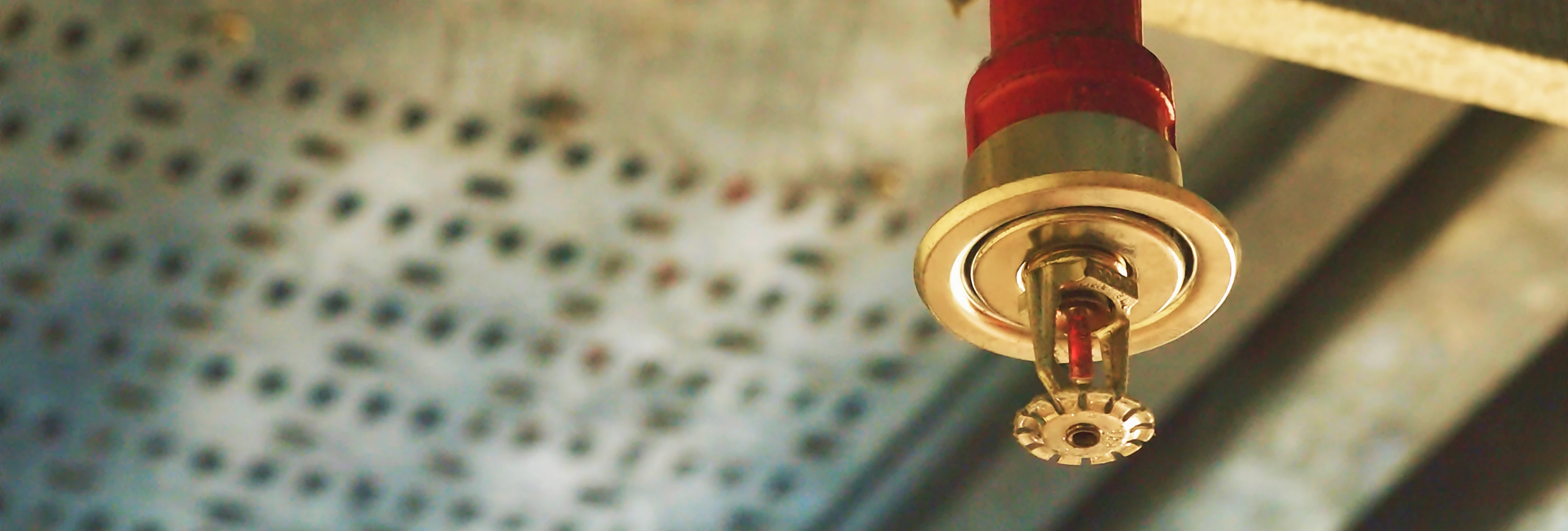 Close-up of ceiling fire sprinkler