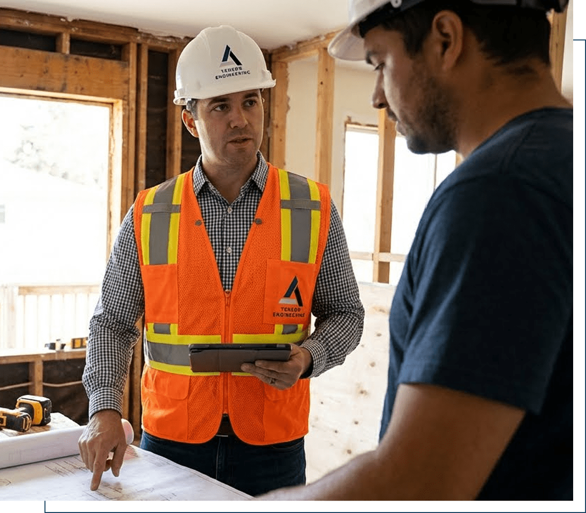 Construction workers discussing project plans