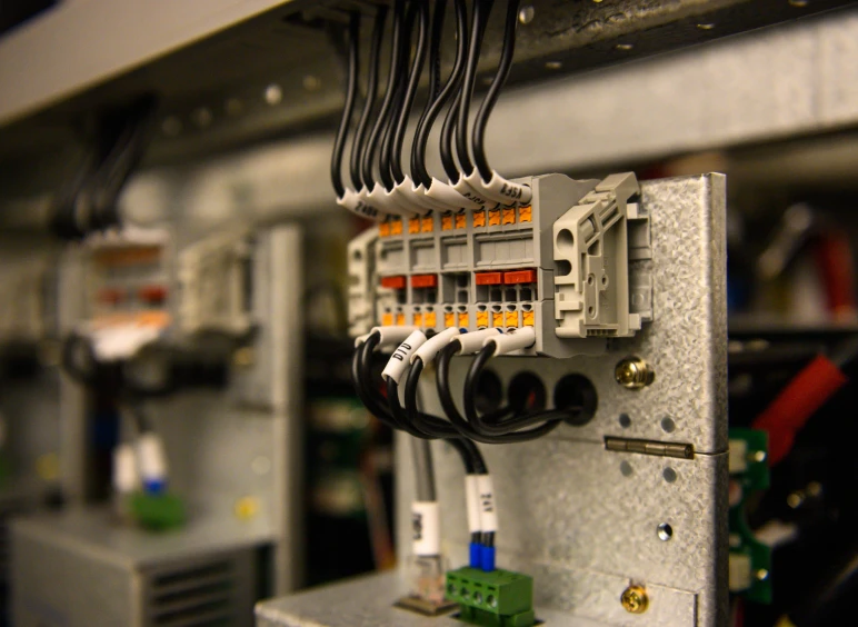 Electrical wiring connections in a control panel